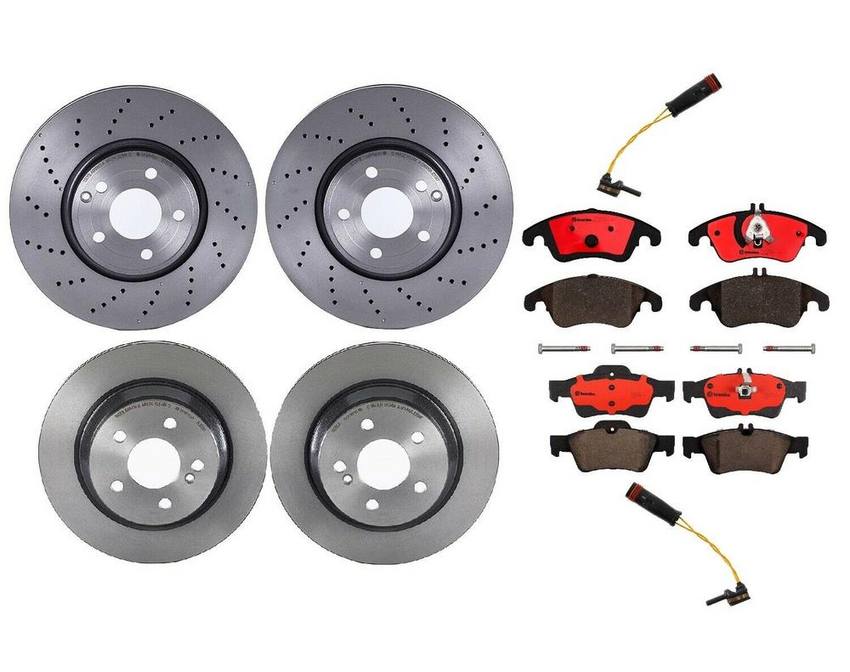 Mercedes Brakes Kit - Pads & Rotors Front and Rear (322mm/300mm) (Ceramic) 006420012064 - Brembo 1639203KIT